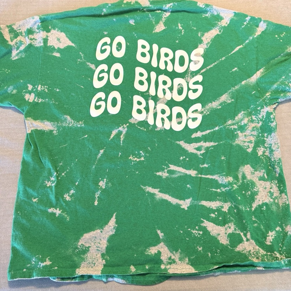 Philadelphia Eagles Go Birds Shirt 2XL Green Bleach Splatter NFL Football Tee